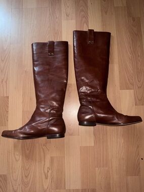 Michael Kors Brinks Leather Riding Boots in Brown Genuine Leather Size 7M